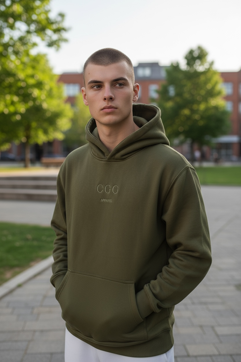 Olive Green Fleece Hoodie